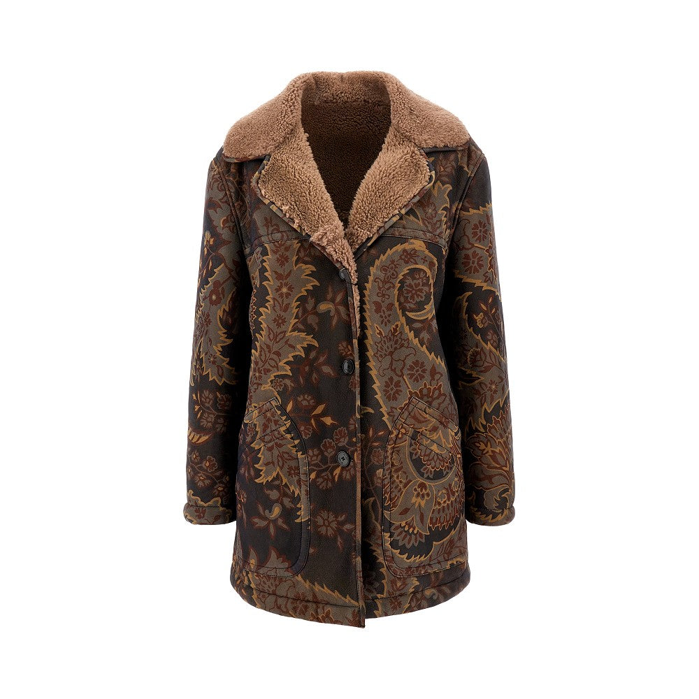Printed shearling jacket