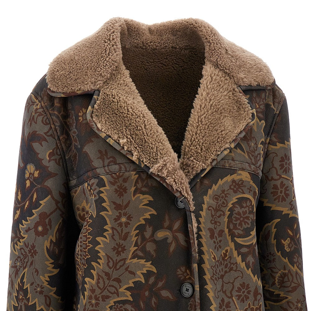 Printed shearling jacket