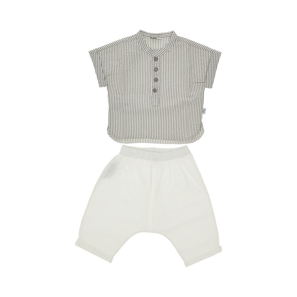 Two-piece poplin and seersucker set