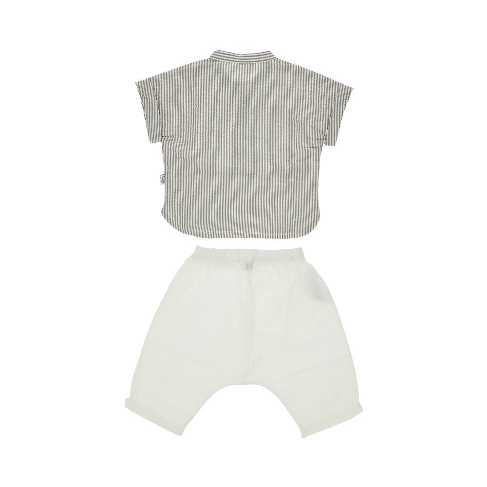 Two-piece poplin and seersucker set