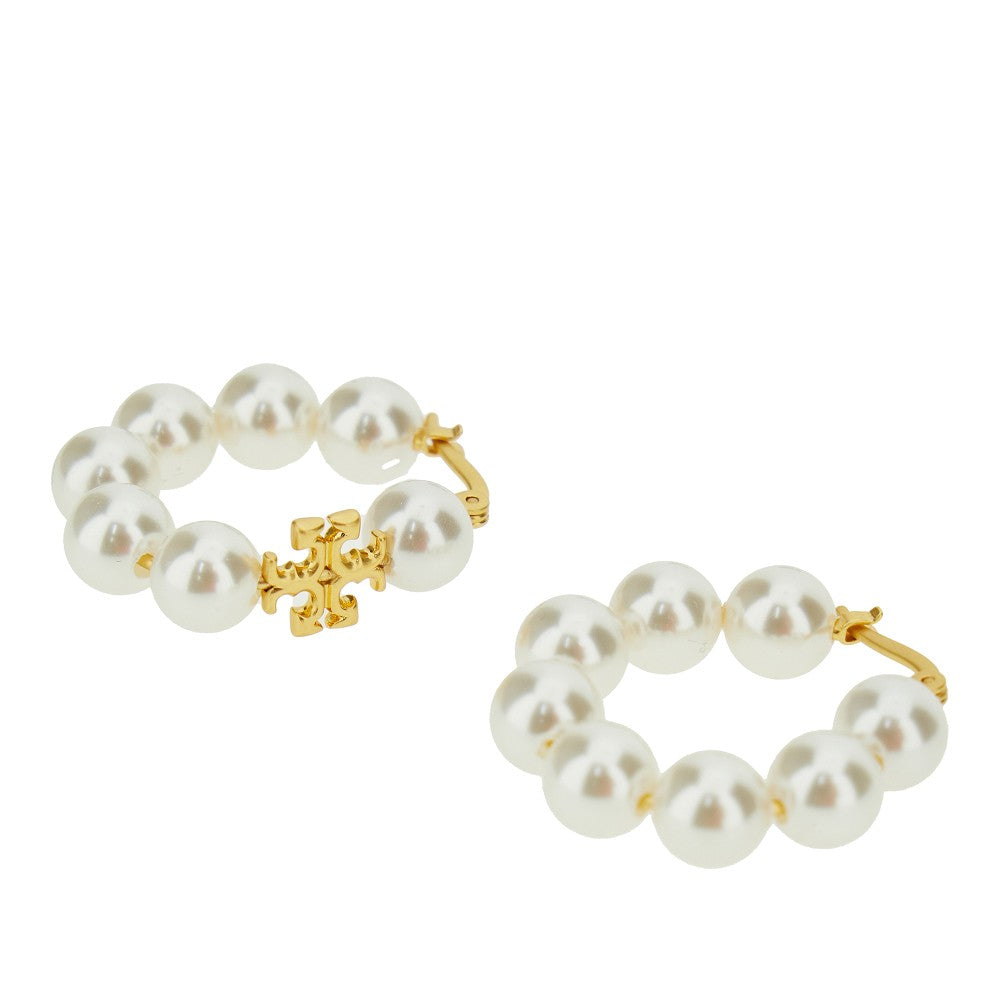 'Kira' hoop earrings with pearls