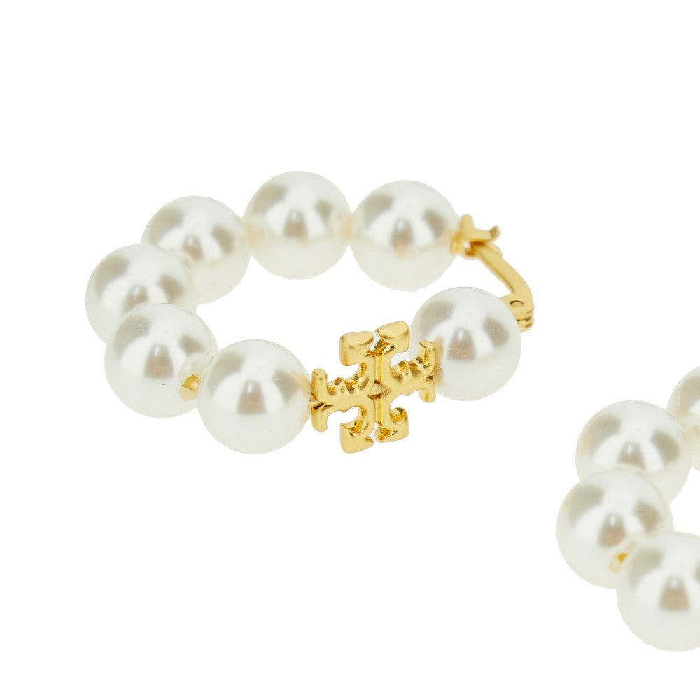 'Kira' hoop earrings with pearls