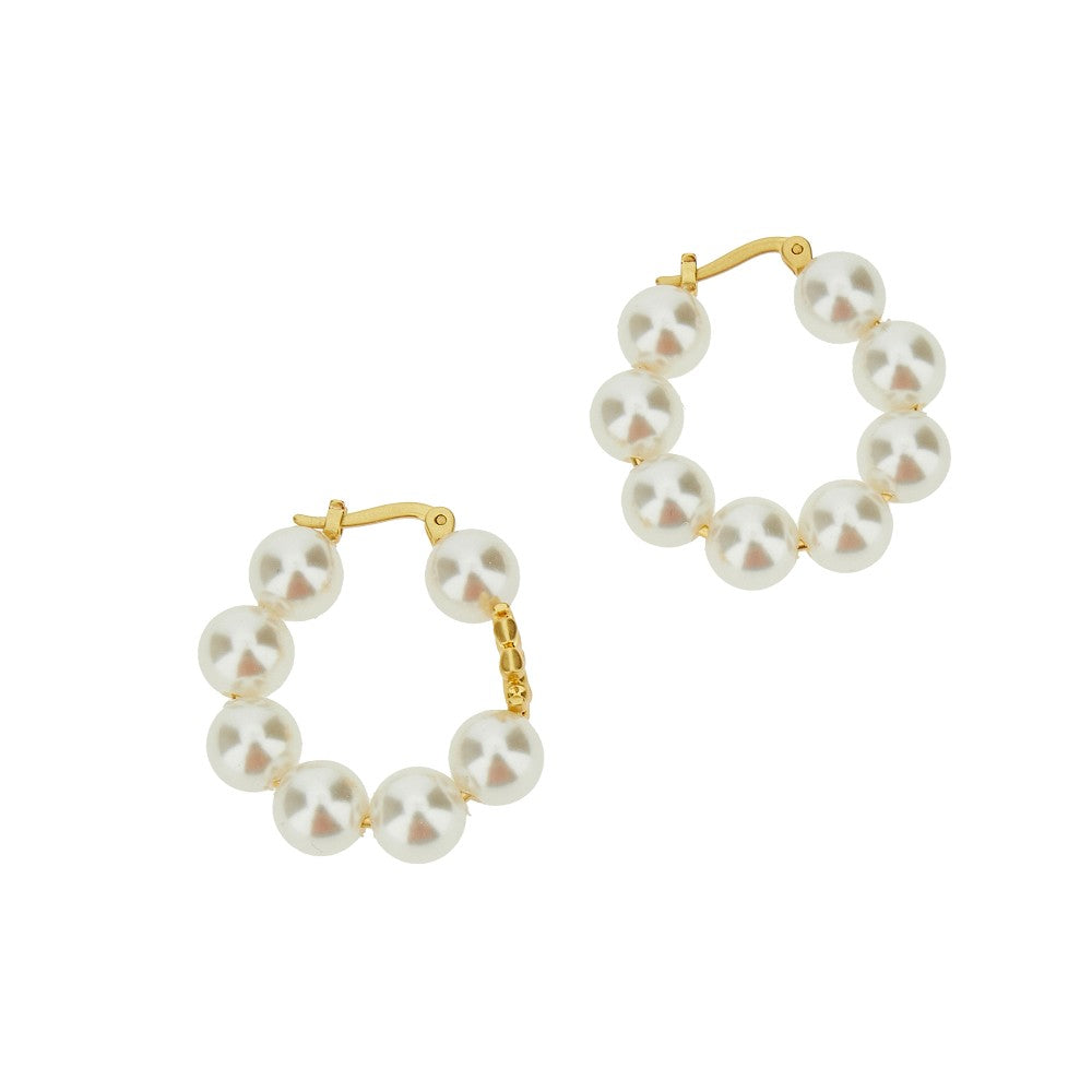 'Kira' hoop earrings with pearls