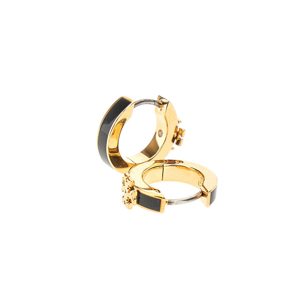 'Kira' enameled hoop earrings