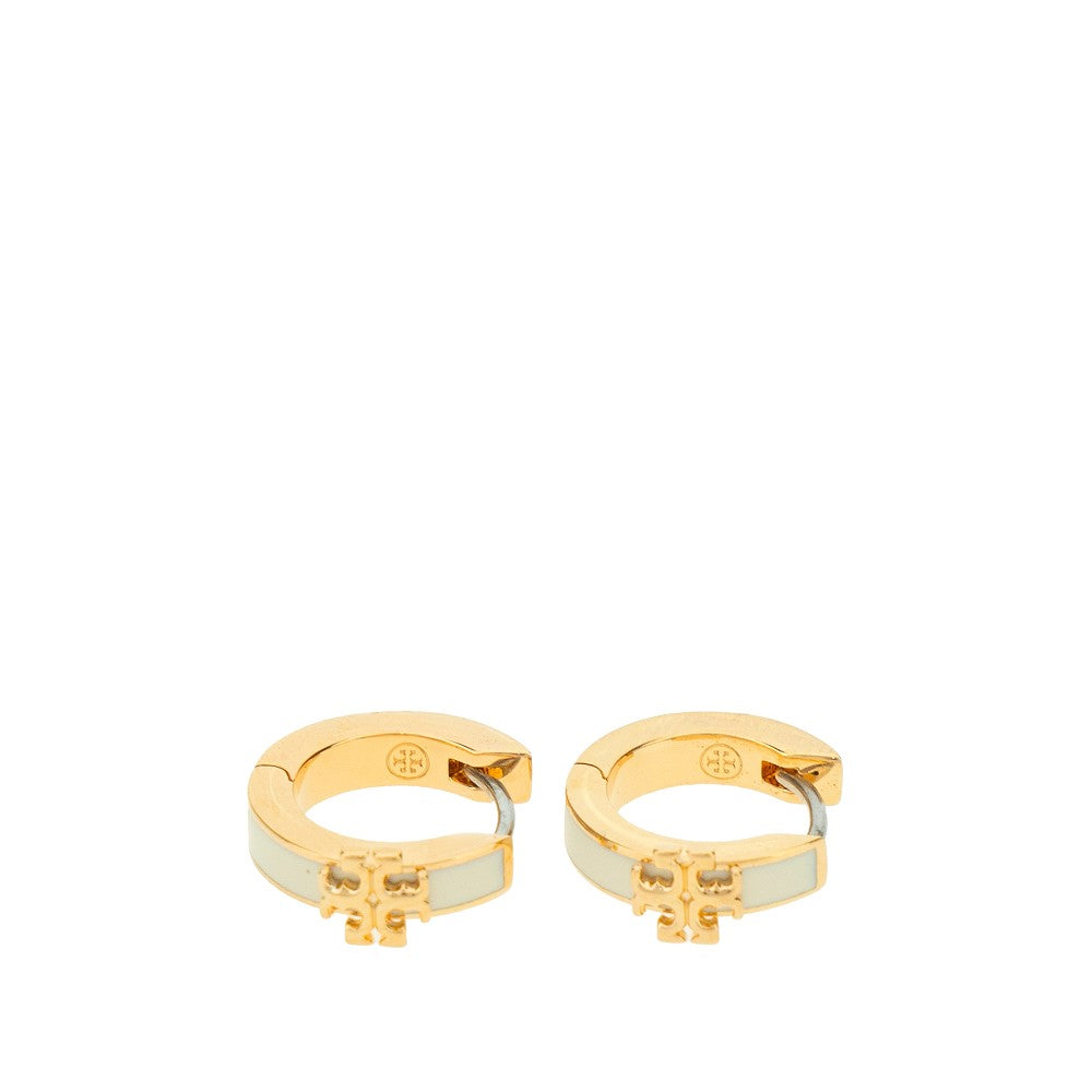 'Kira' enameled hoop earrings