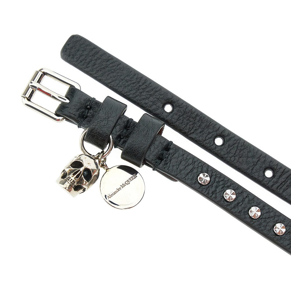 Bracciale in pelle con borchie e Skull