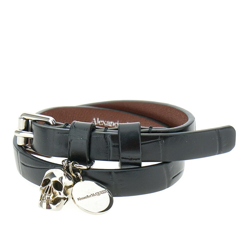Bracciale in pelle con Skull