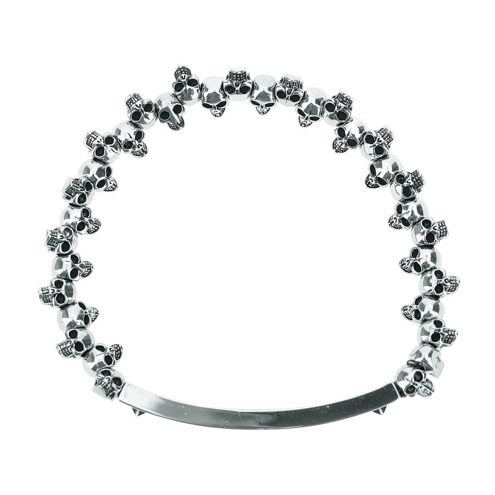 Skull bracelet with engraved bar