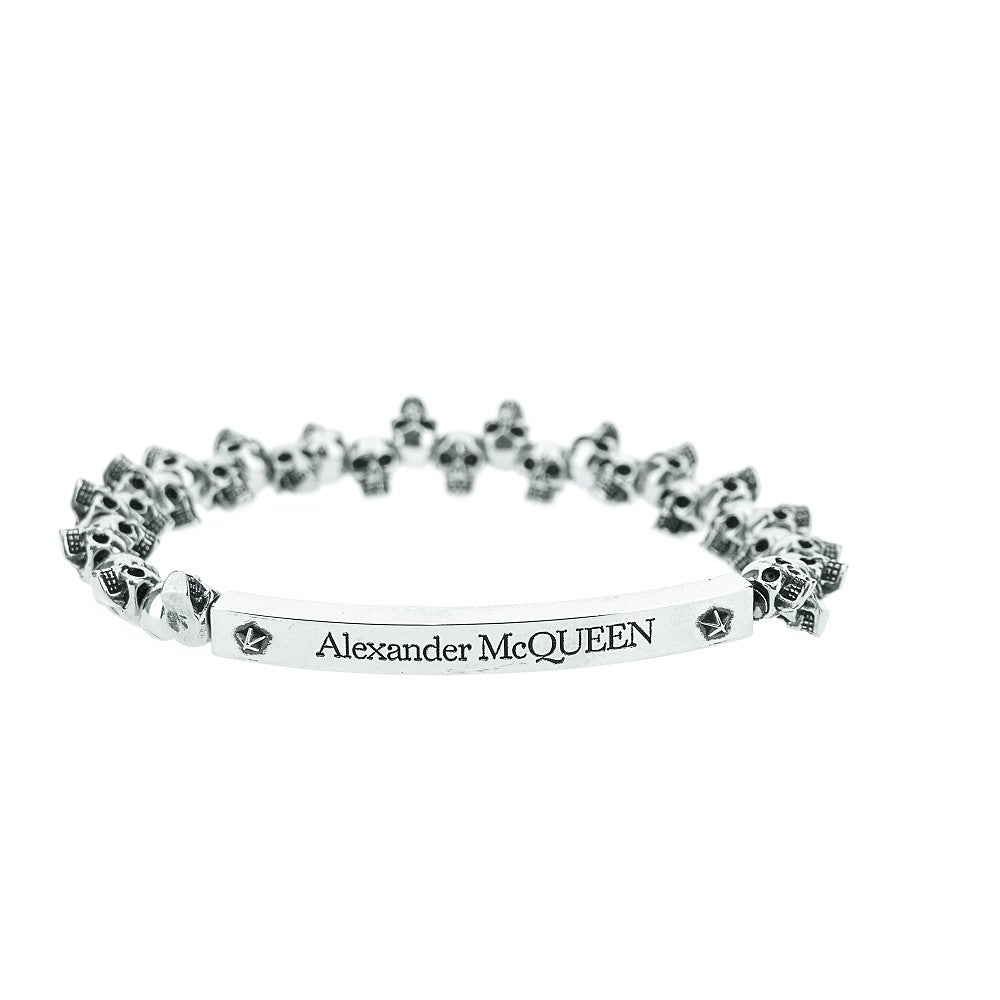 Skull bracelet with engraved bar