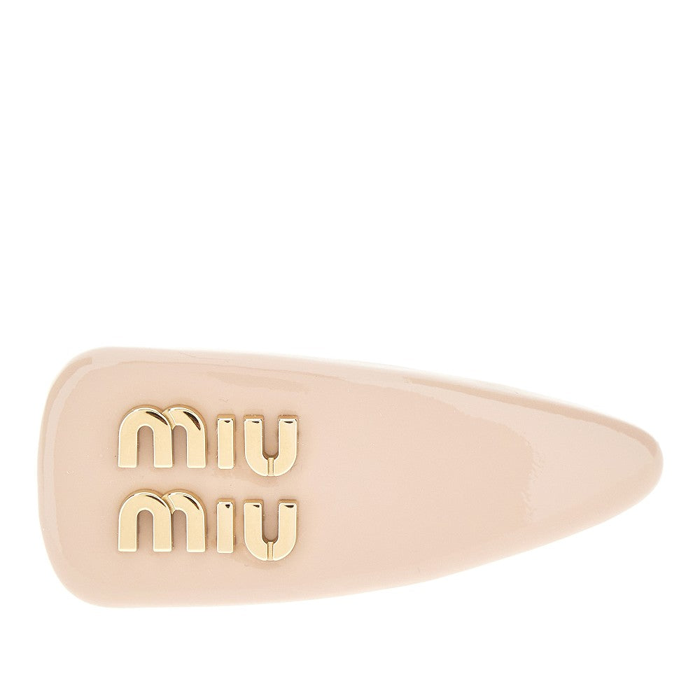 Patent leather hair clip with logo
