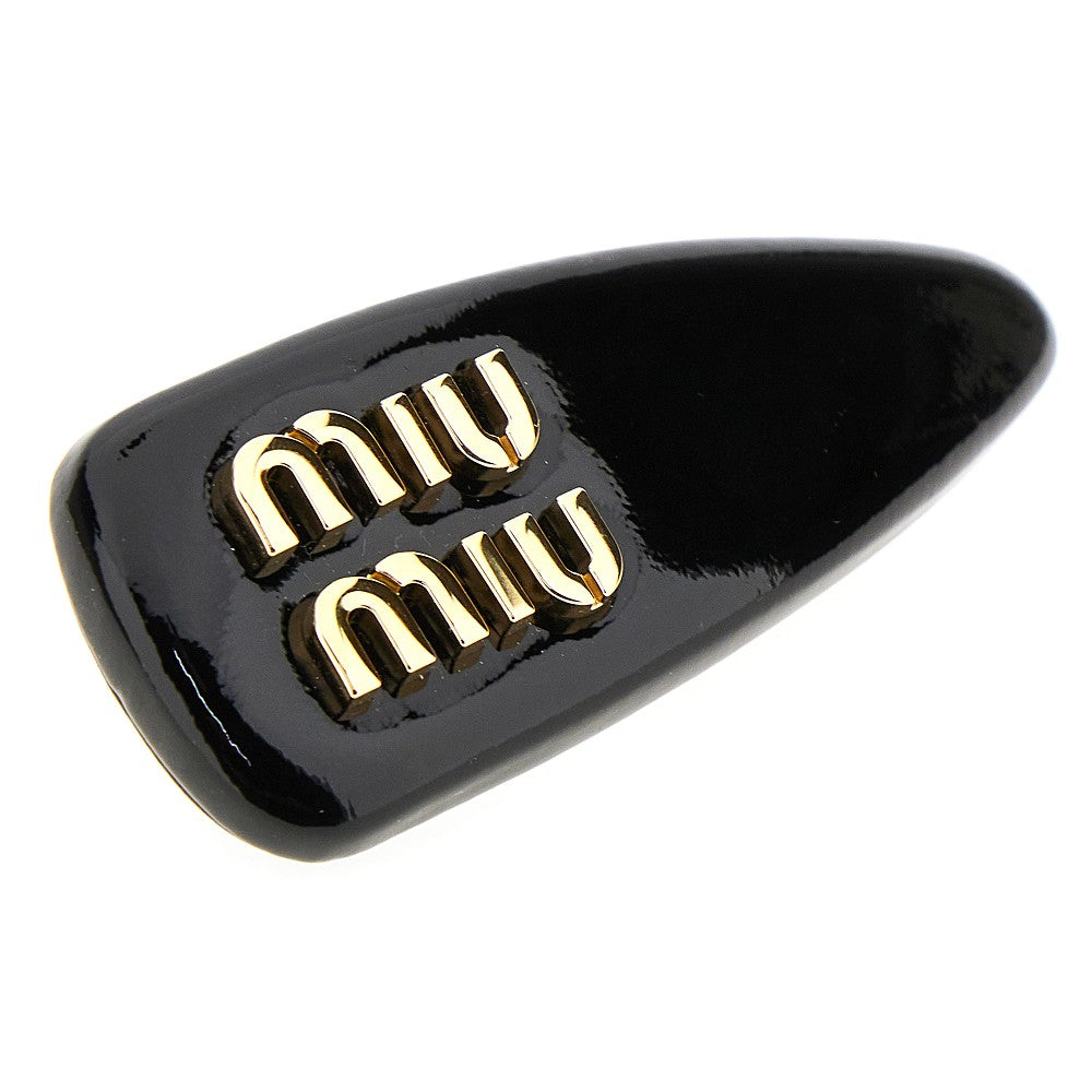 Patent leather hair clip with logo