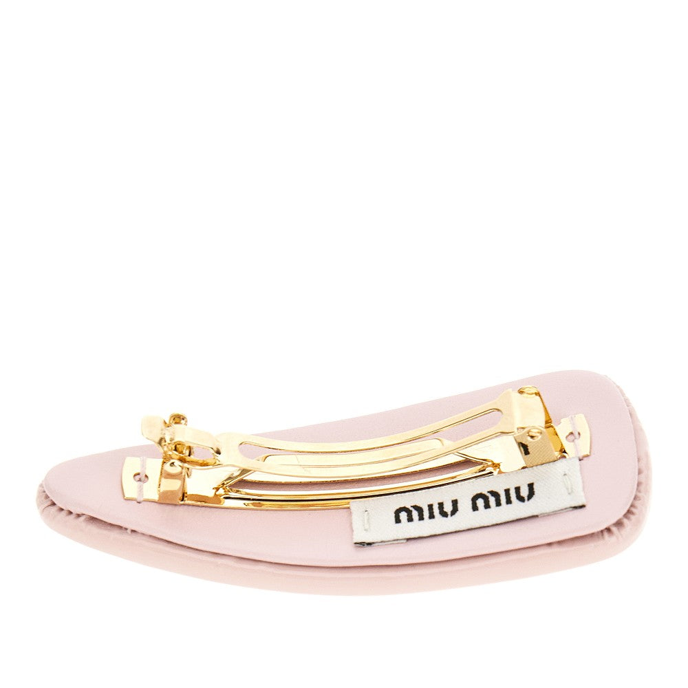 Patent leather hair clip with logo