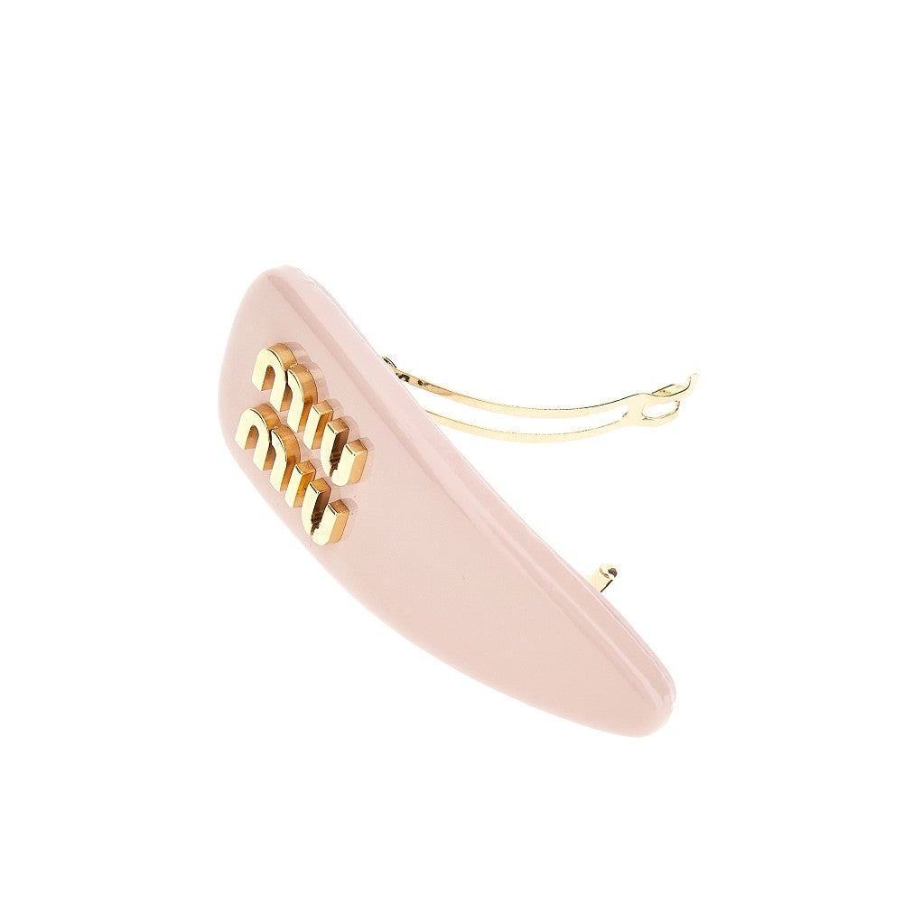 Patent leather hair clip with logo