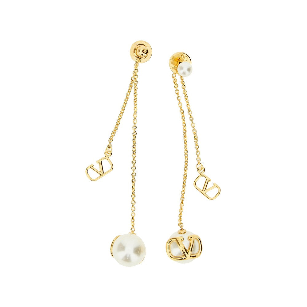 Orecchini 'VLogo Signature' con perle