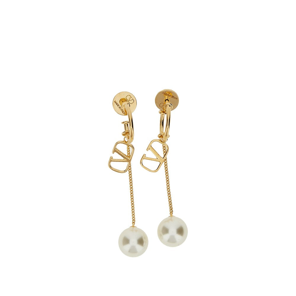VLogo Signature hoop earrings with pearl
