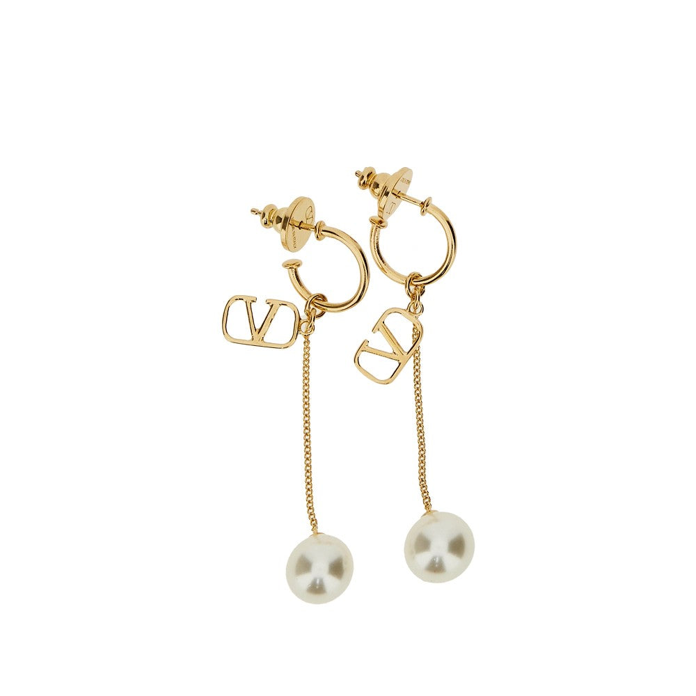 VLogo Signature hoop earrings with pearl
