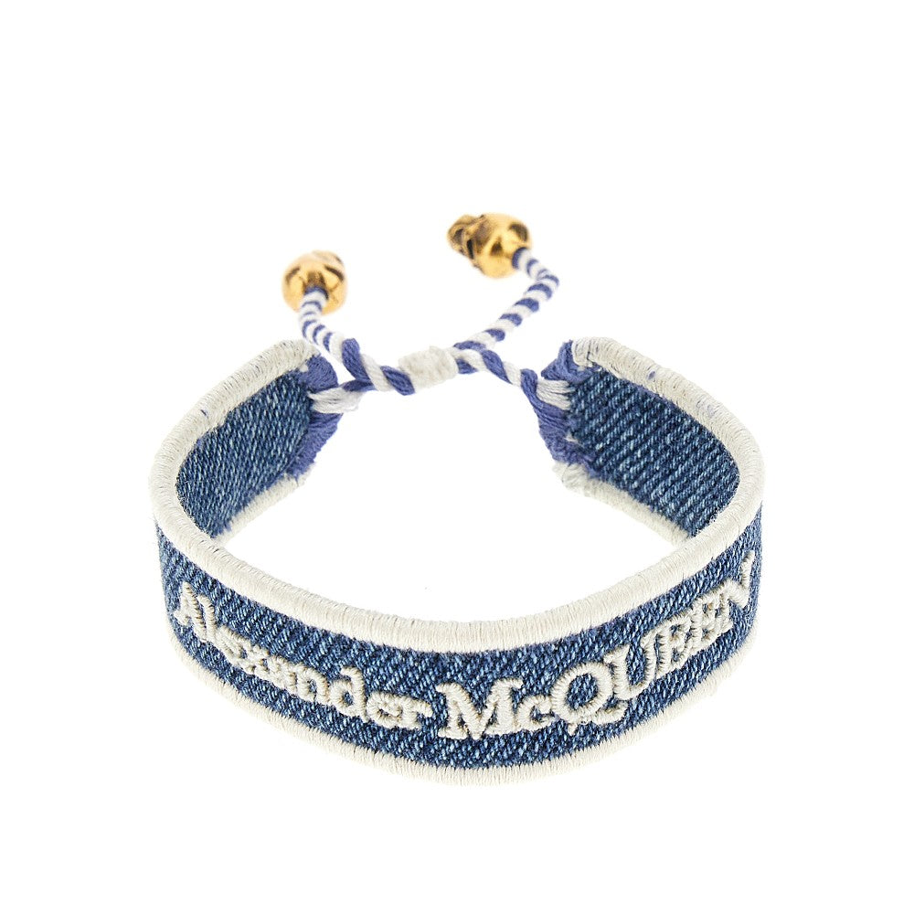 Bracciale in denim con logo ricamato