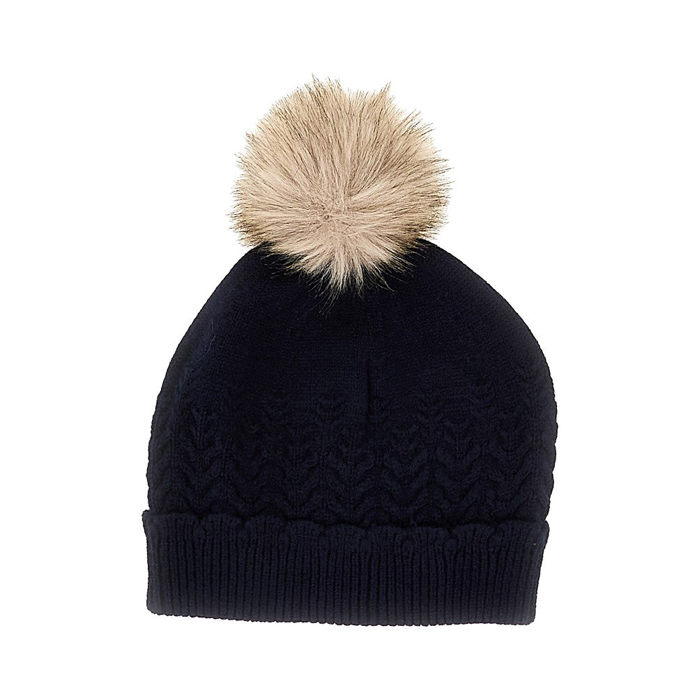 Cappellino in maglia con pom-pon