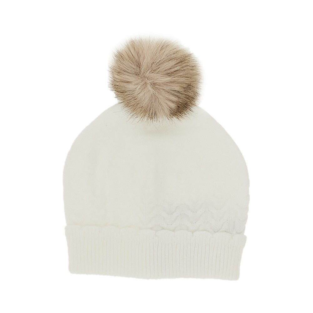 Cappellino in maglia con pom-pon