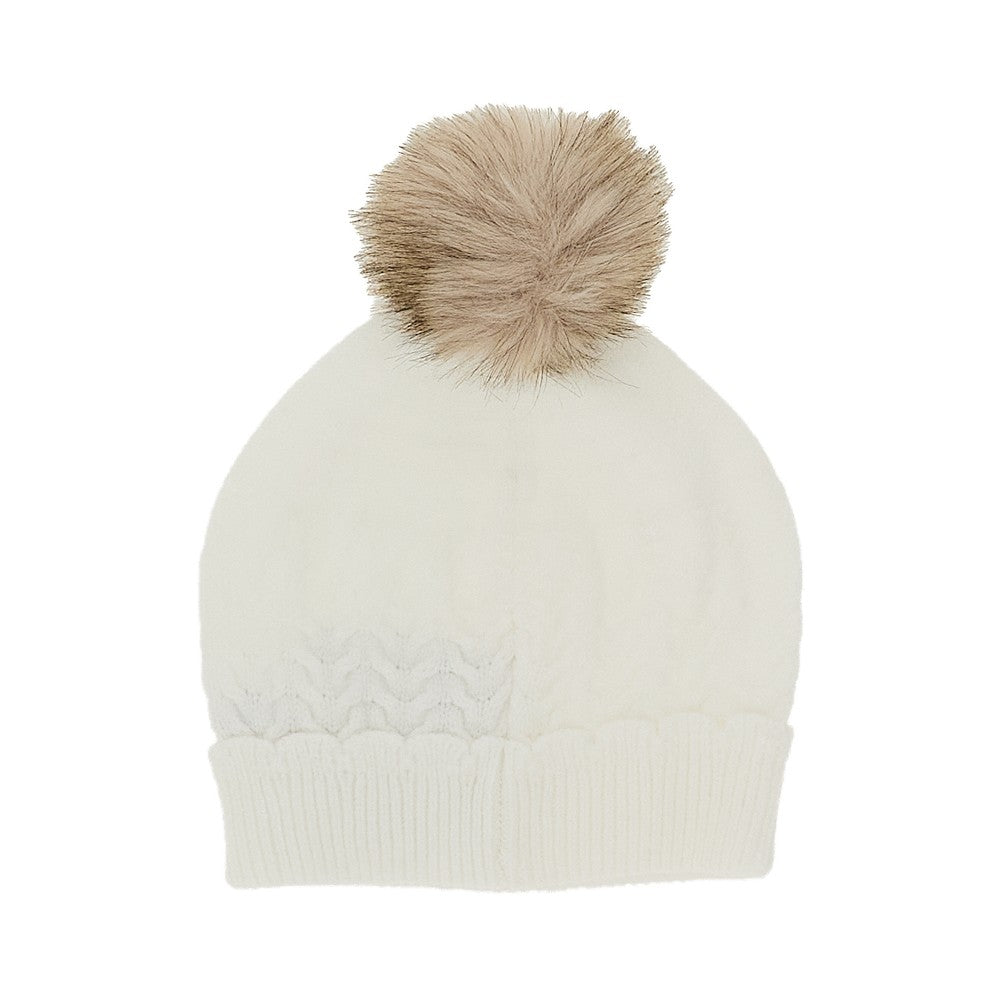 Cappellino in maglia con pom-pon