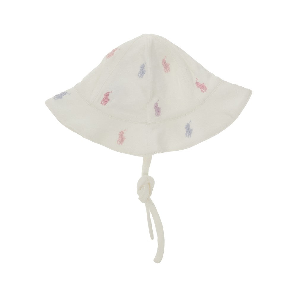 Cappellino in cotone con motivo logo ricamato