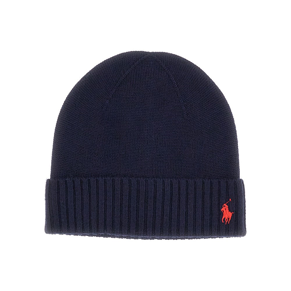 Beanie in lana con logo ricamato