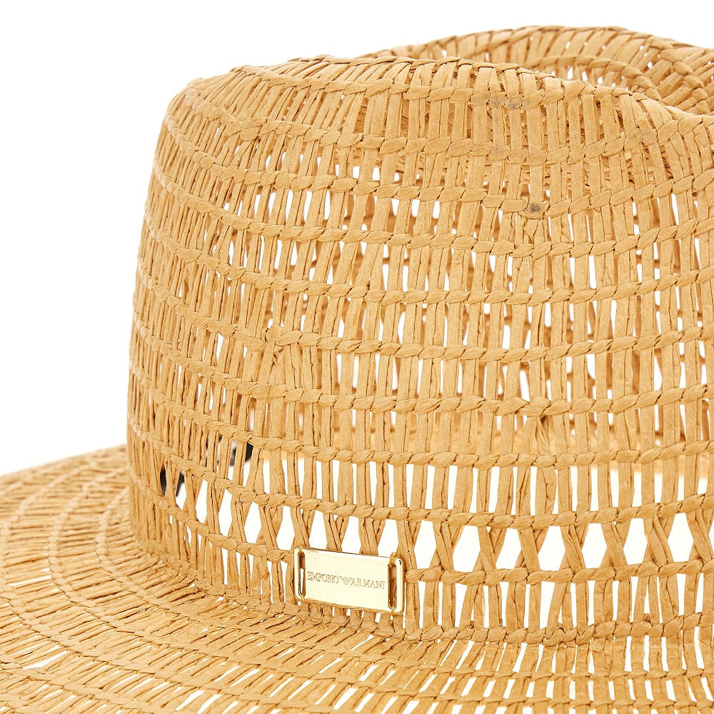 Cappello a tesa larga in papier intrecciato