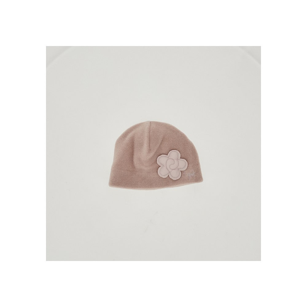 Beanie in pile con applicazione floreale