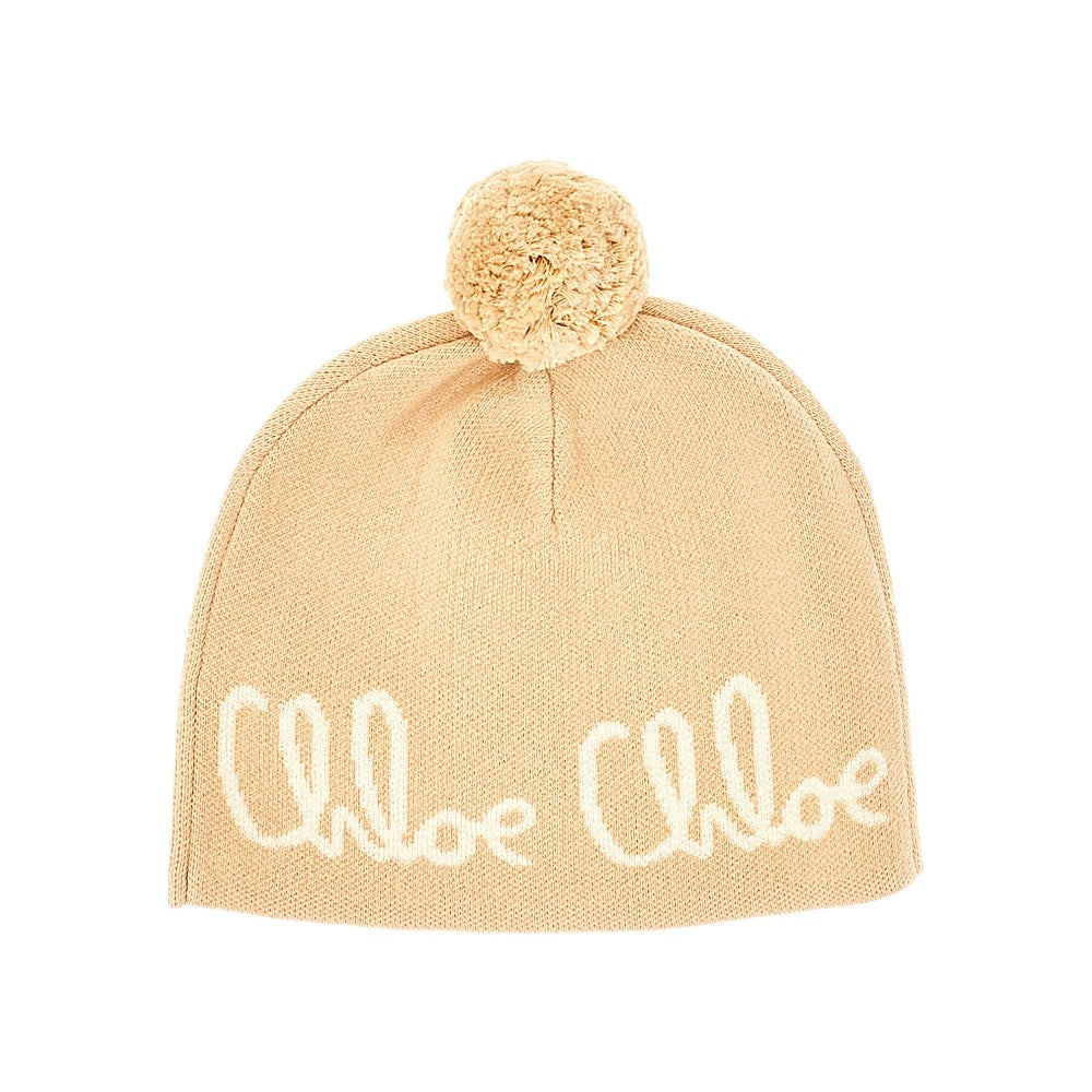 Knitted beanie hat with jacquard logo