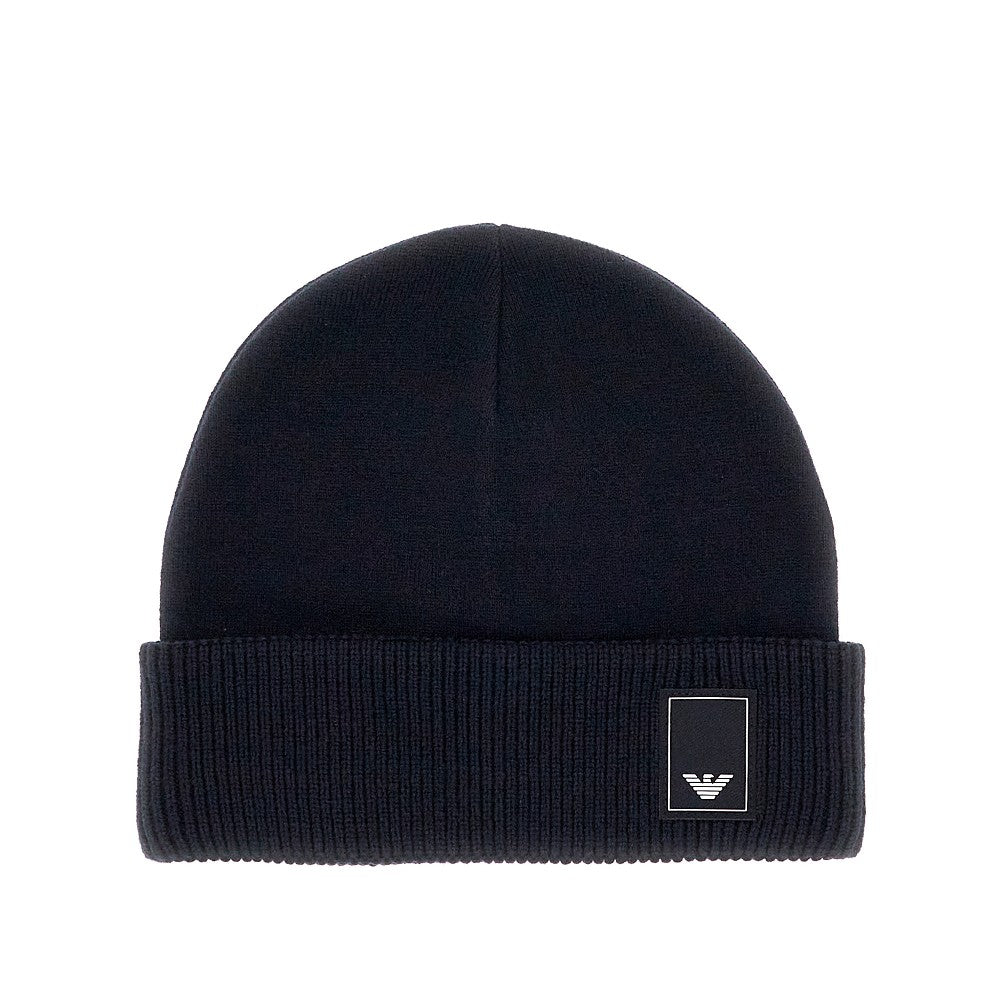 Beanie in misto lana con patch logo