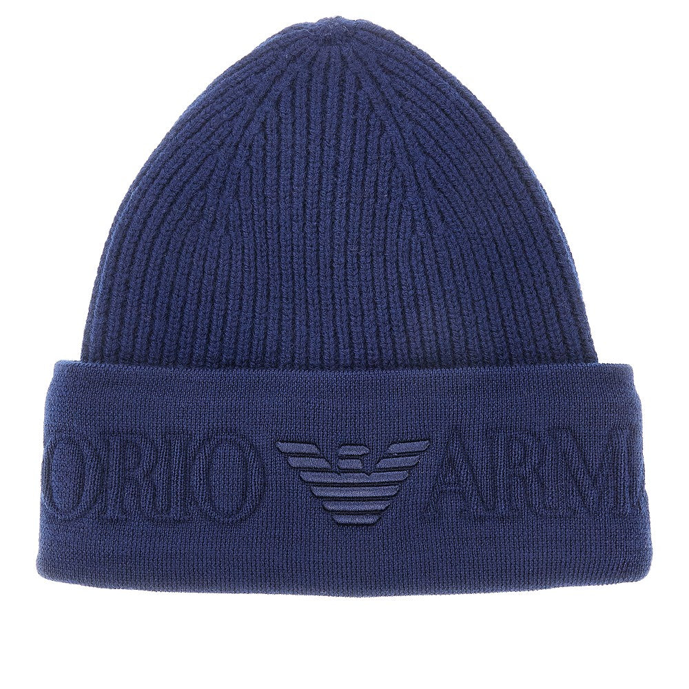Knitted beanie hat with jacquard logo