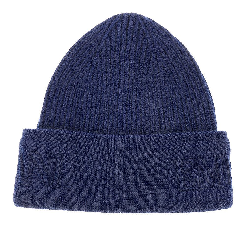 Knitted beanie hat with jacquard logo