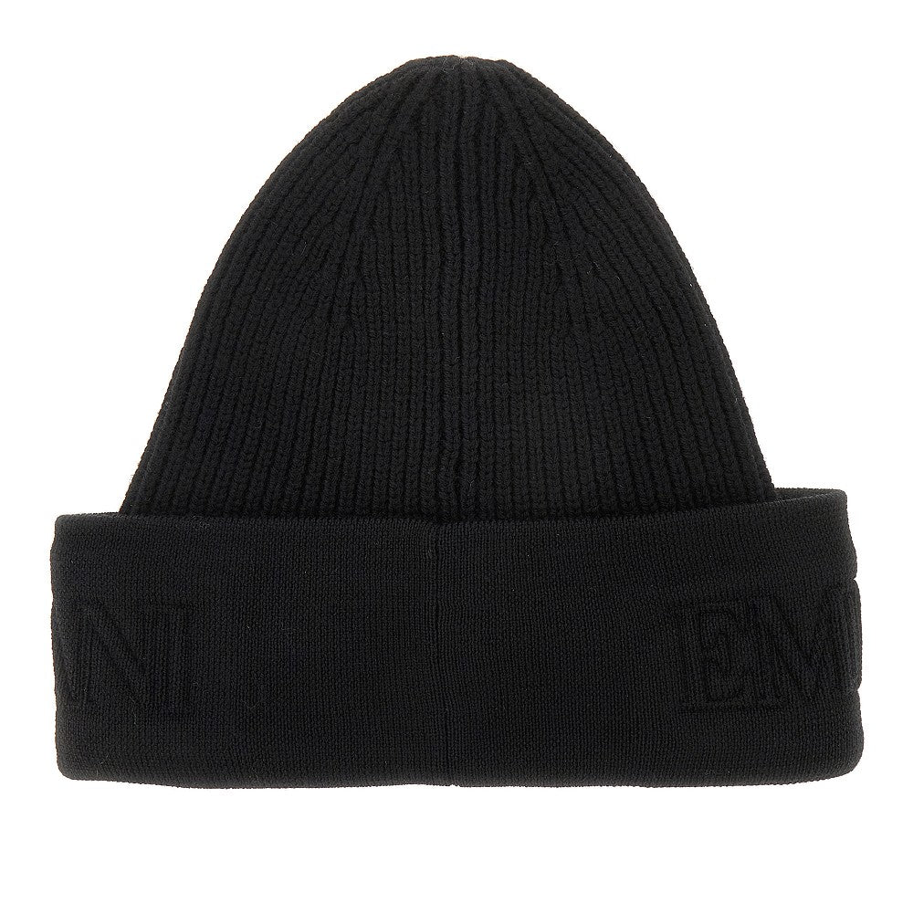 Knitted beanie hat with jacquard logo