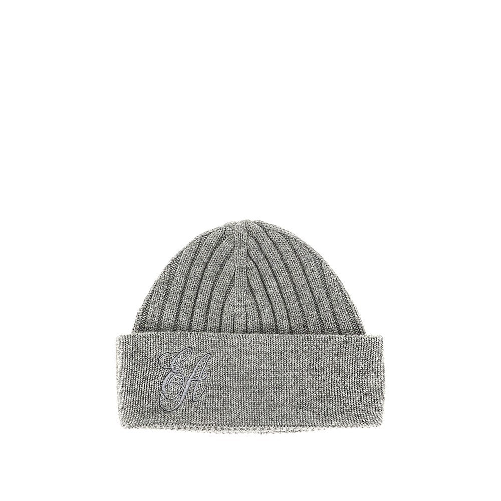 Wool beanie hat with logo embroidery