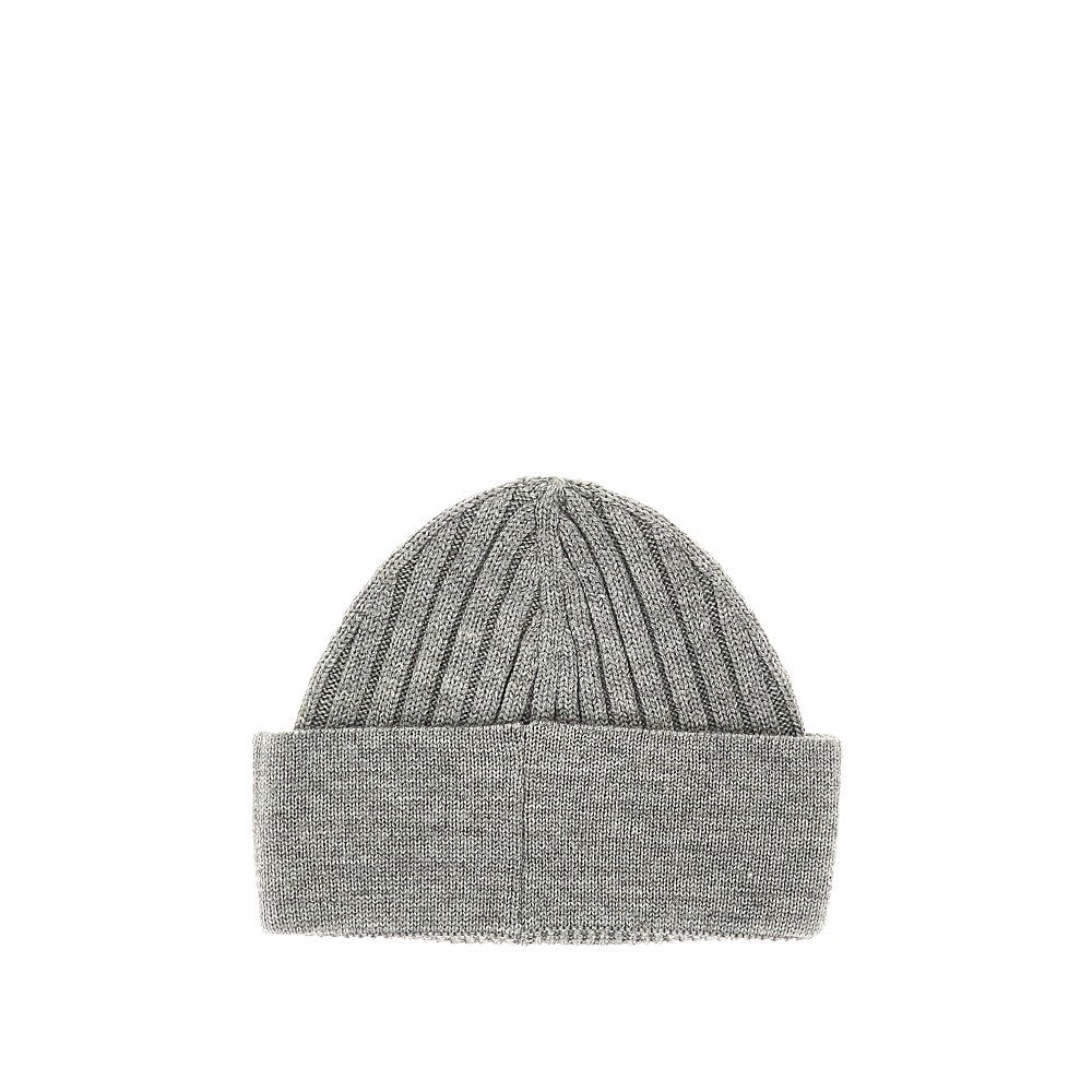Wool beanie hat with logo embroidery
