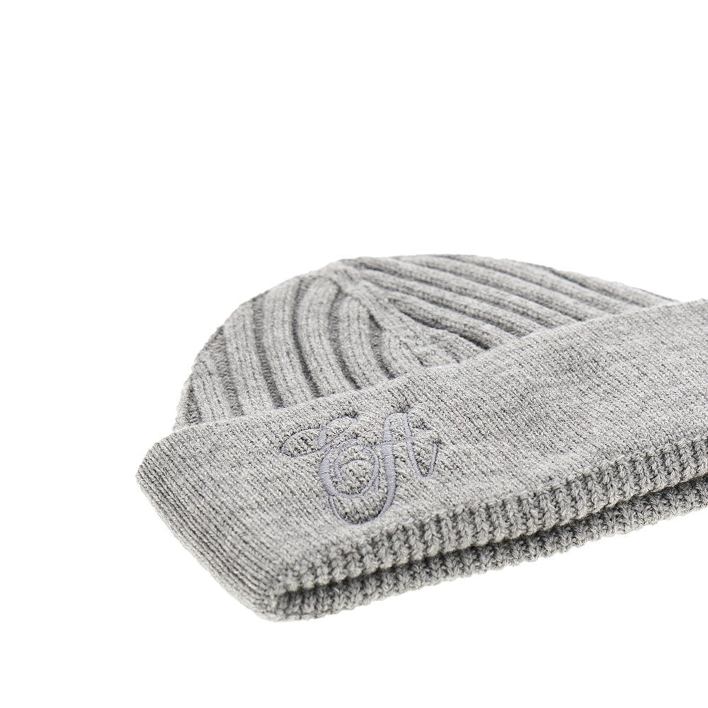 Wool beanie hat with logo embroidery
