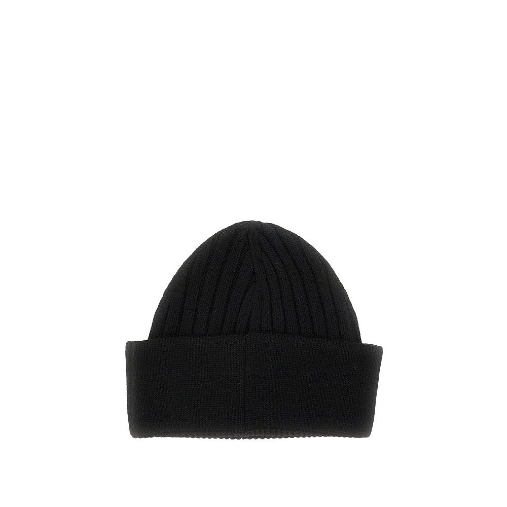 Wool beanie hat with logo embroidery