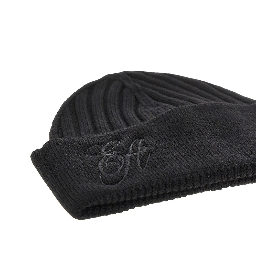 Wool beanie hat with logo embroidery