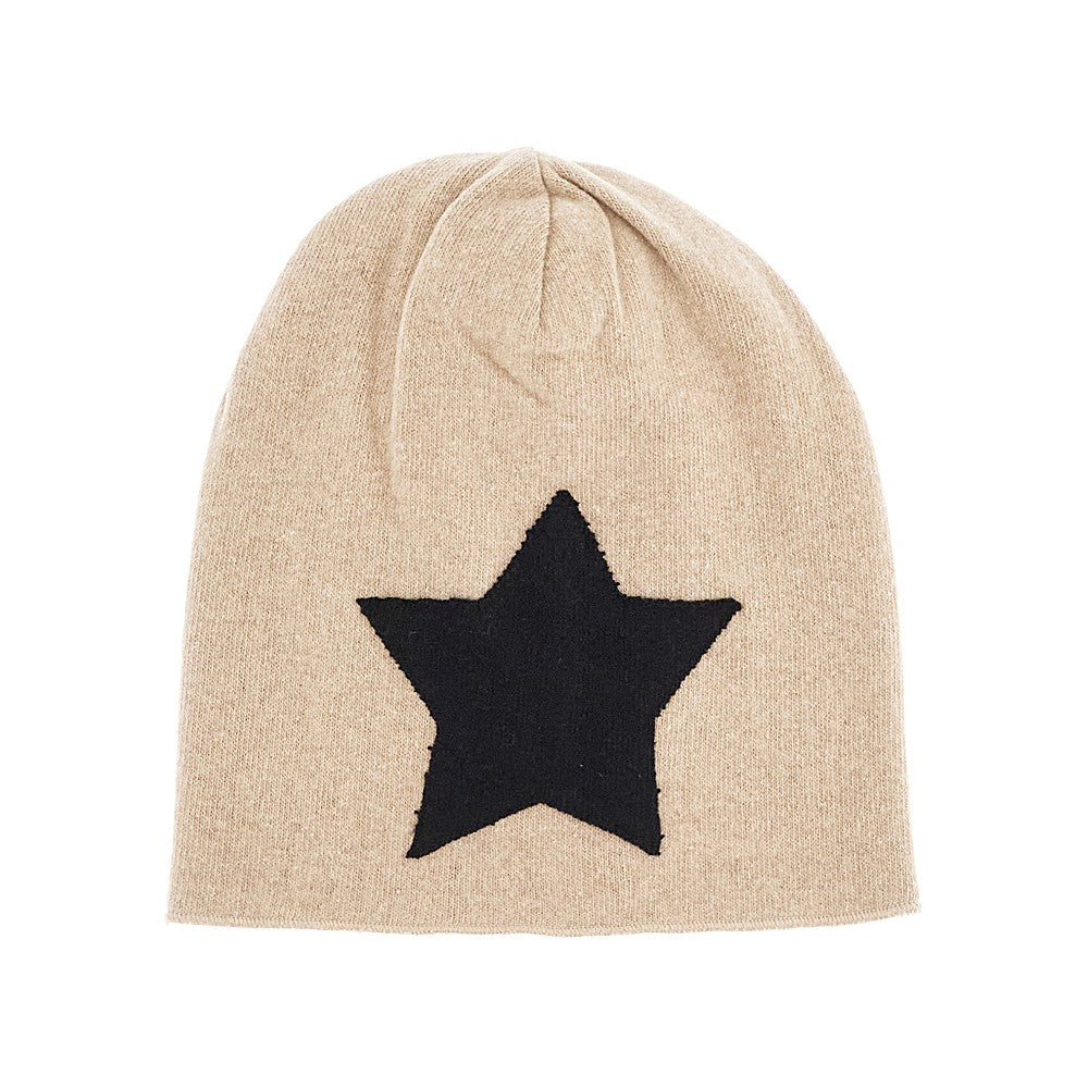 Beanie in misto cotone con patch stella