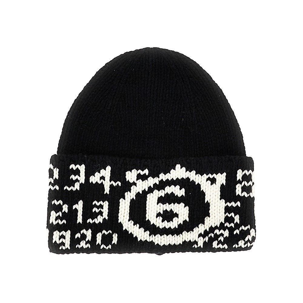 Beanie in misto lana con intarsio logo