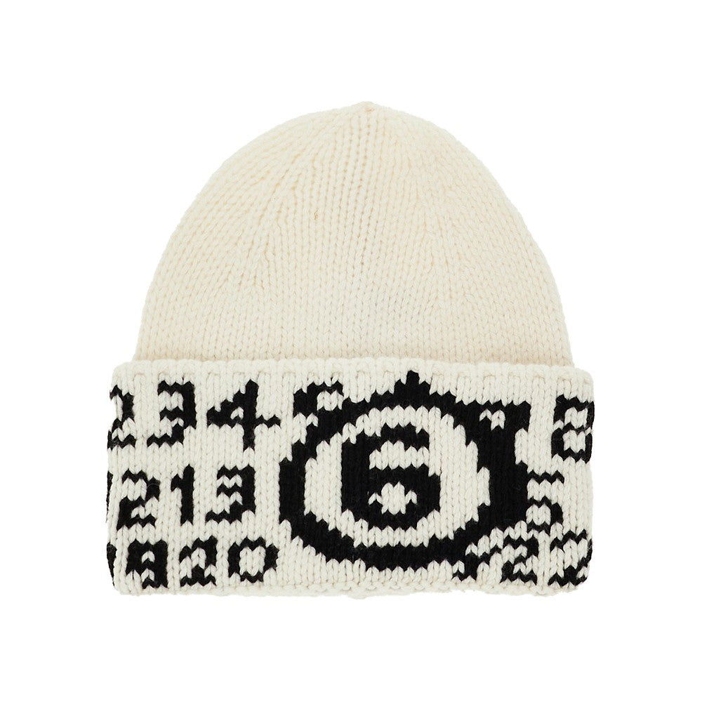 Beanie in misto lana con intarsio logo