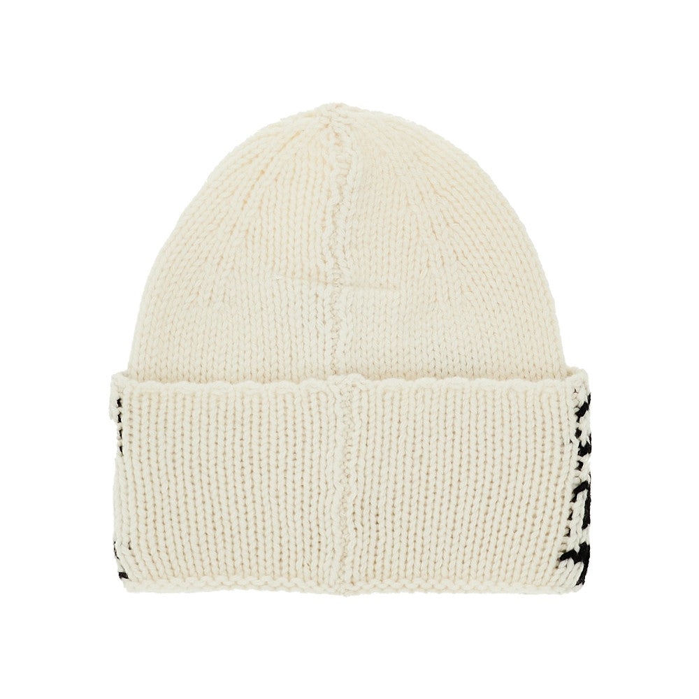 Beanie in misto lana con intarsio logo
