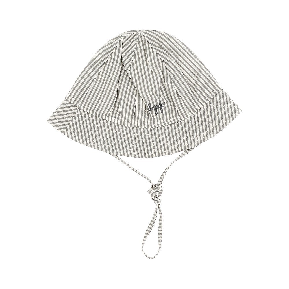 Seersucker hat with striped motif