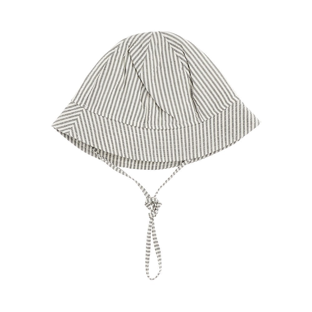 Seersucker hat with striped motif
