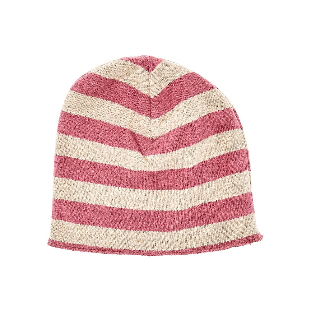 Cotton-blend beanie hat with striped motif
