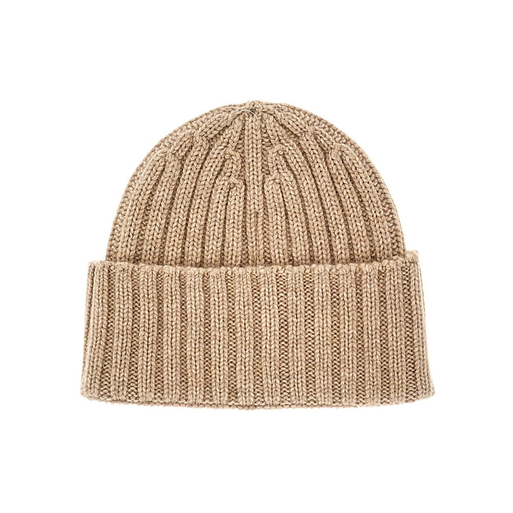 Wool-blend beanie hat with logo embroidery