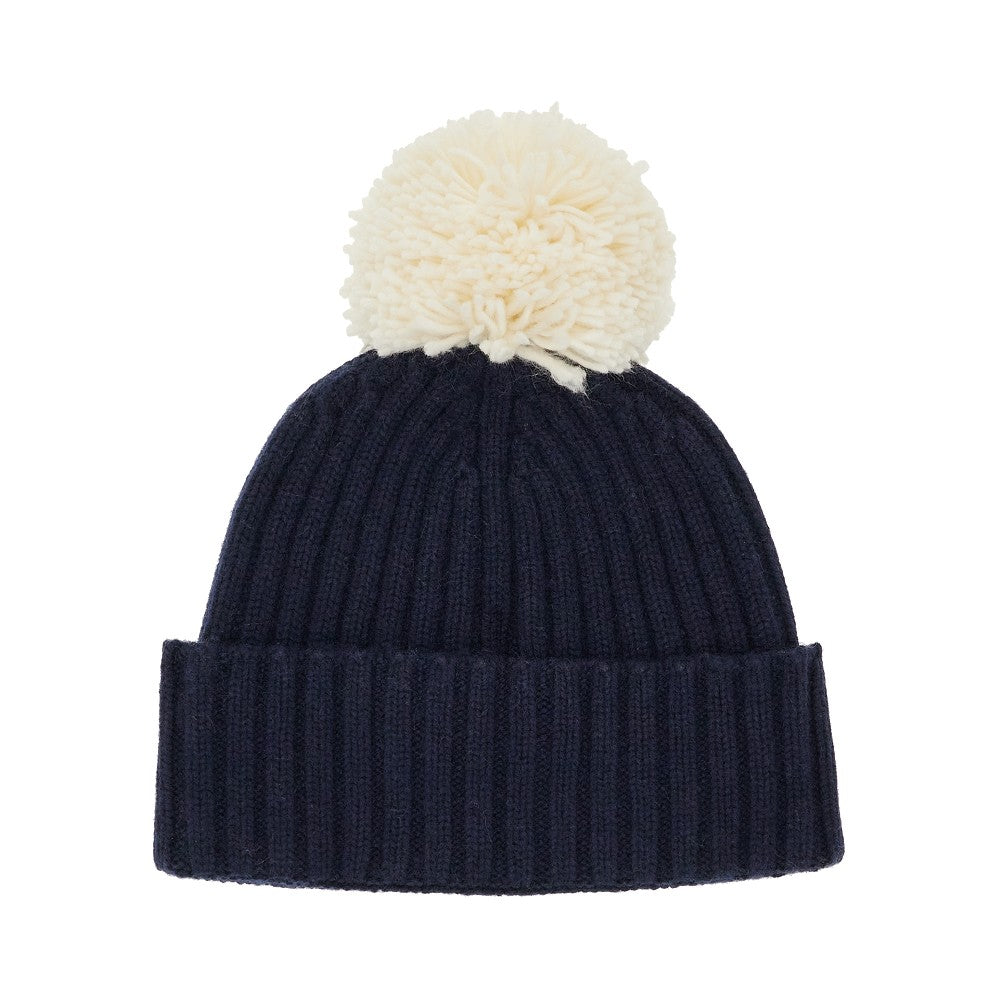 Beanie in misto lana con pompon