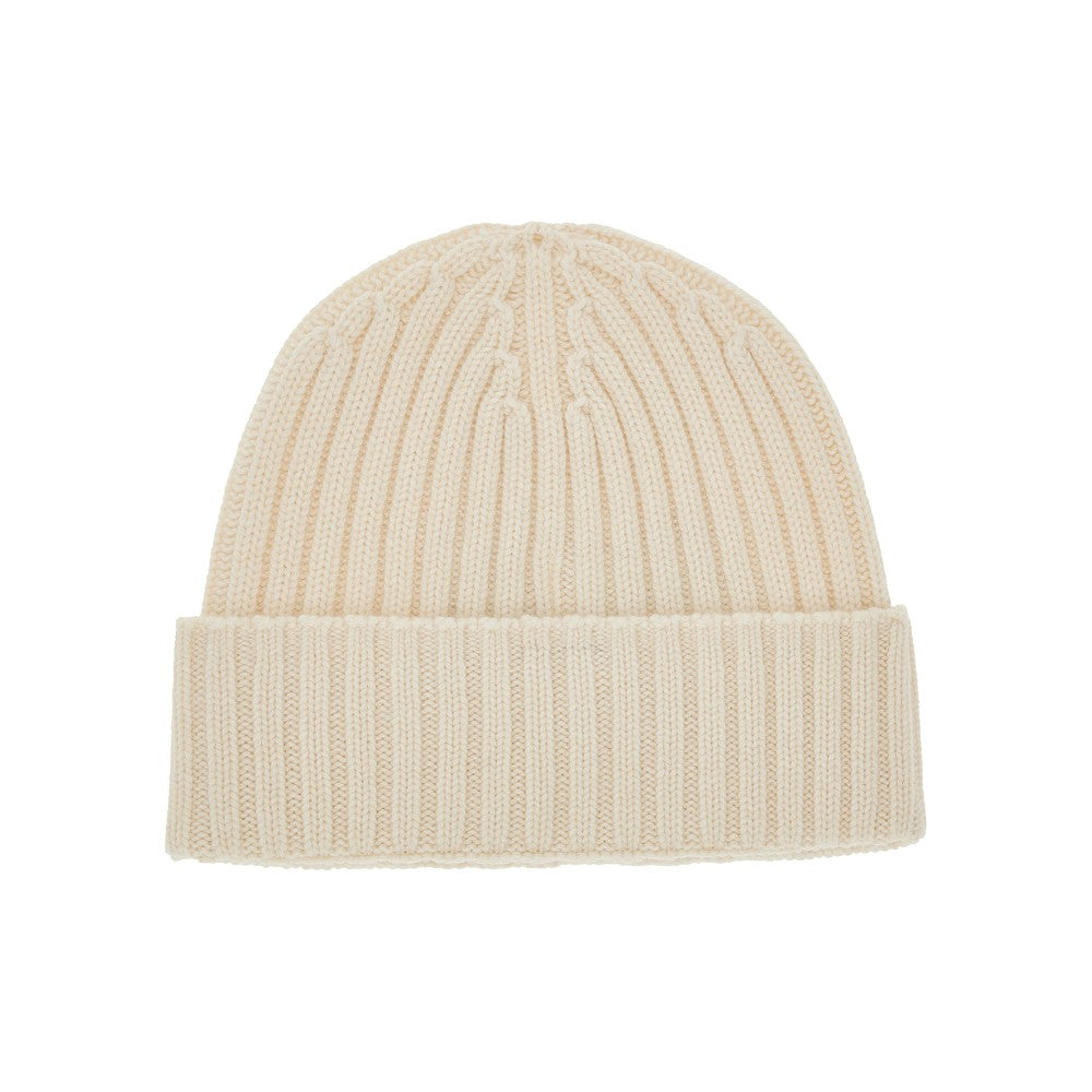 Logo embroidery wool-blend beanie hat