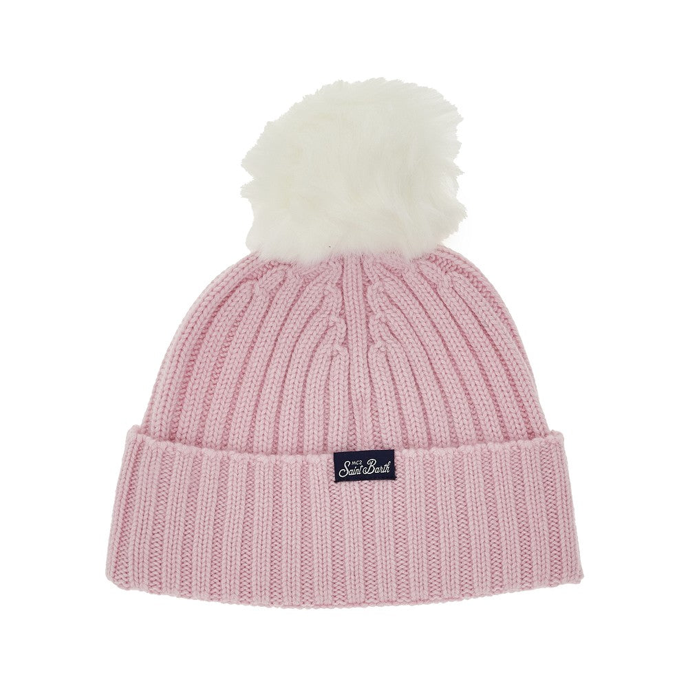 Beanie in misto lana con pompon