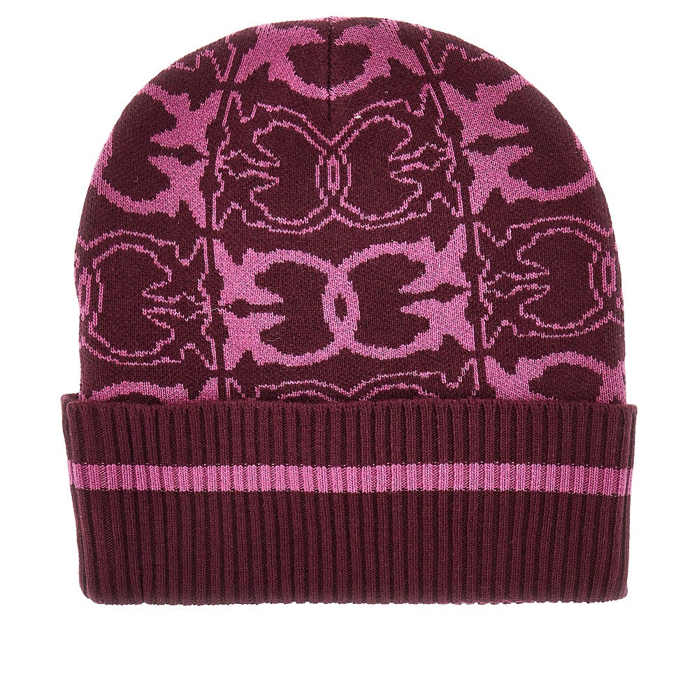 Knitted beanie hat with jacquard logo